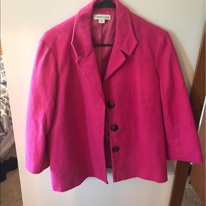 Hot Pink Cropped Sleeve Jacket