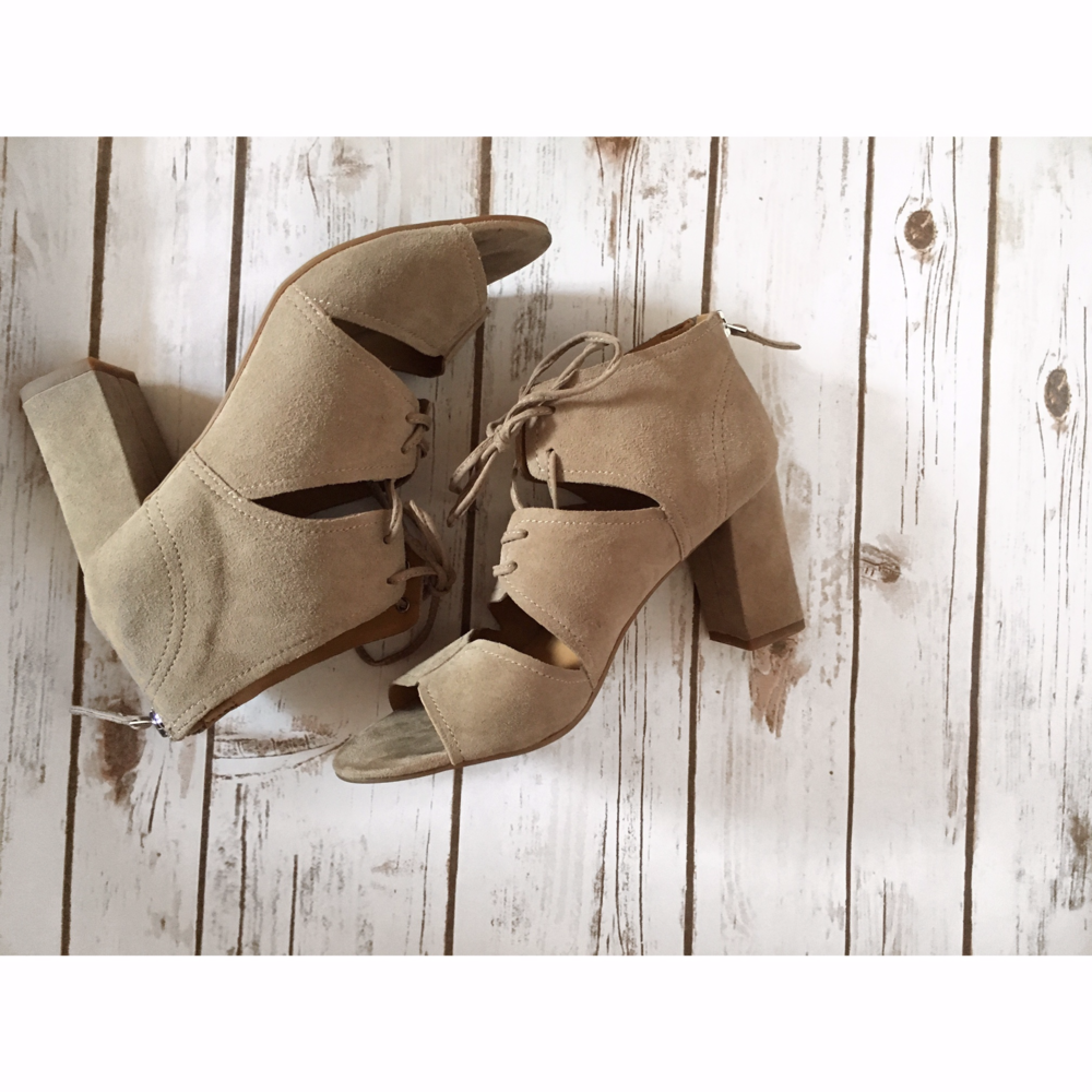 Tan Suede Lace Up Heels
