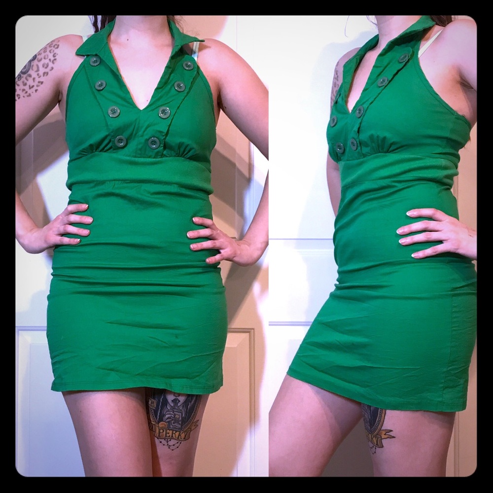Green collared dress