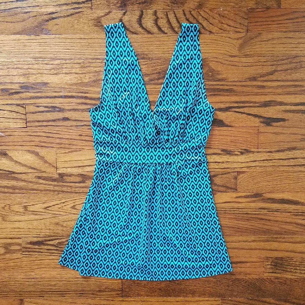 Body Central black turquoise flowy tank