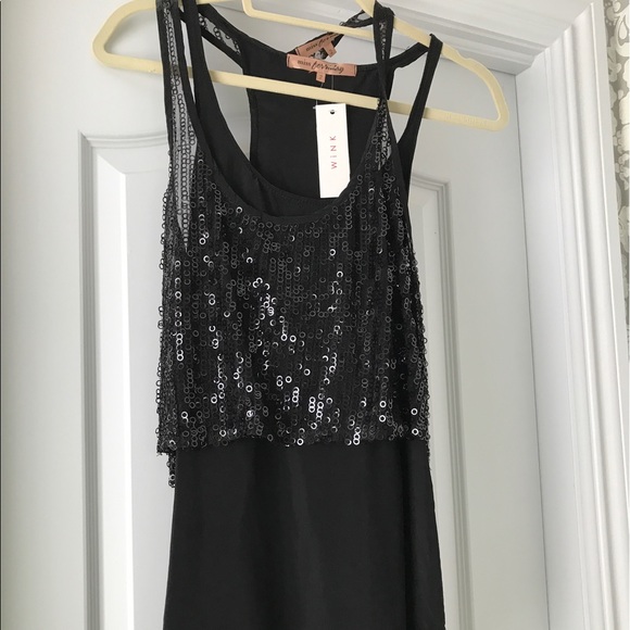 Miss Ferriday black sequin tank w/black camisole - Picture 1 of 2