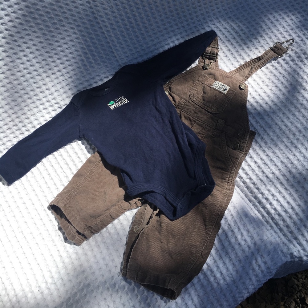 Baby boy Corduroy Overalls w/ a long sleeve Onesie