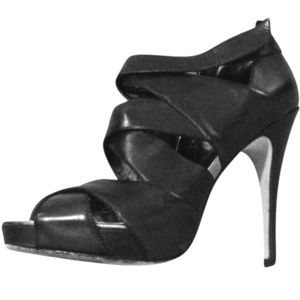Charles David black leather stilettos