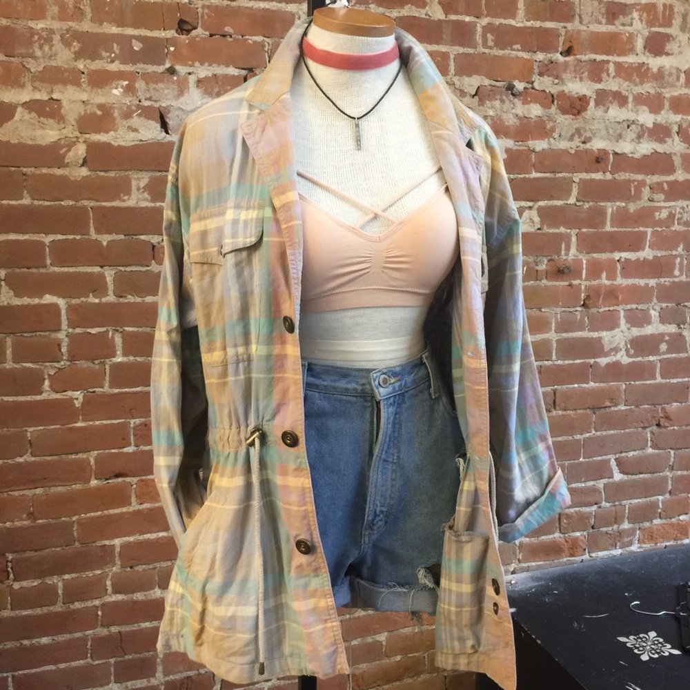 Vintage Liz Wear pastel plaid jacket. 1980 anorak - Picture 1 of 6