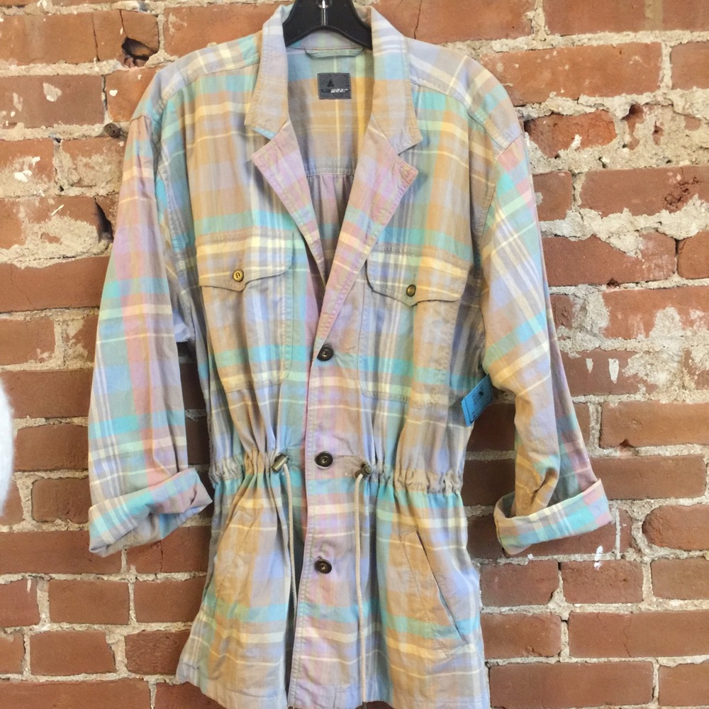 Vintage Liz Wear pastel plaid jacket. 1980 anorak - Picture 5 of 6