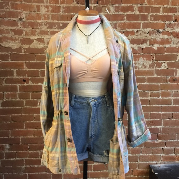 Vintage Liz Wear pastel plaid jacket. 1980 anorak - Picture 2 of 6
