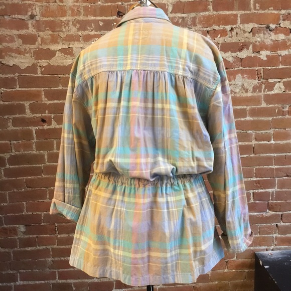 Vintage Liz Wear pastel plaid jacket. 1980 anorak - Picture 4 of 6