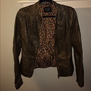 brown faux leather jacket