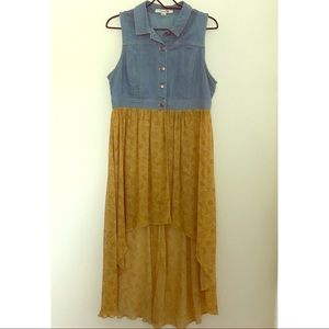 Forever 21 Denim and Yellow Paisley Dress
