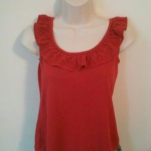 Ann Taylor Loft, Red Shirt, Ruffle Fringe, SP