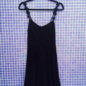 Urban Outfitters Black Flowy Dress w Floral Straps