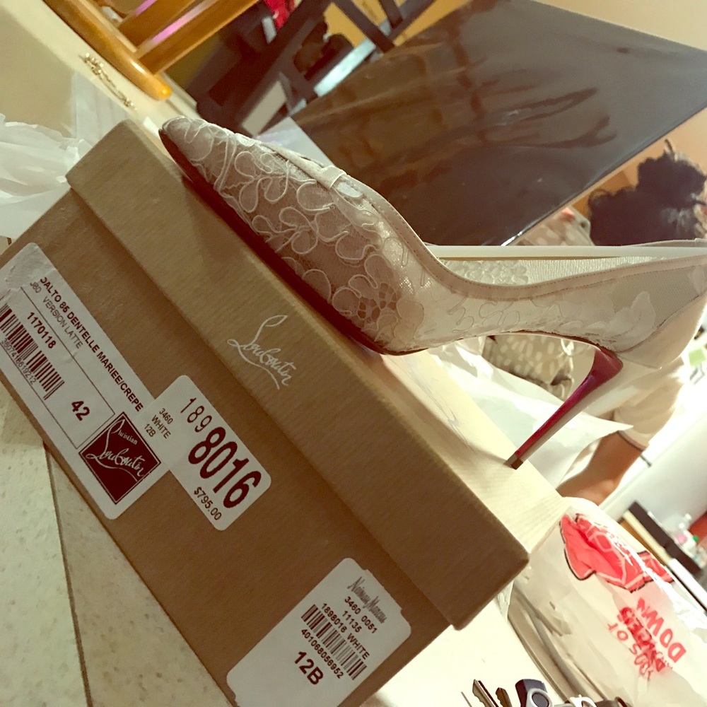 All white lace Christian louboutin