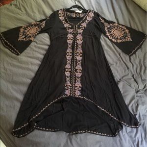 Black embroidered Bell Sleeve dress