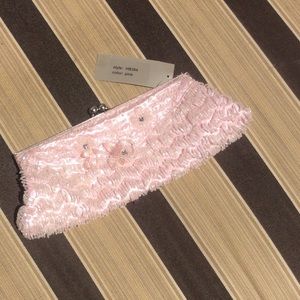 Baby pink evening bag