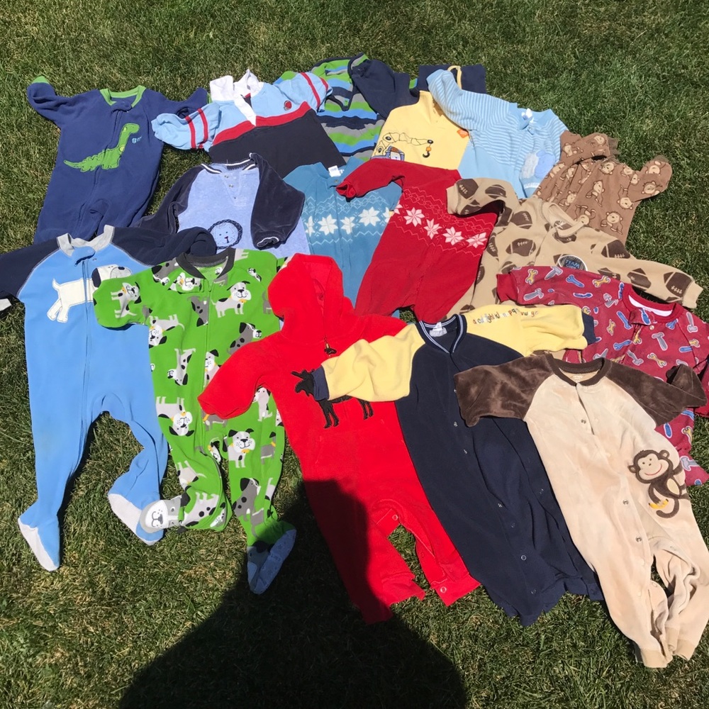 Lot of fall/winter onesie and pajamas