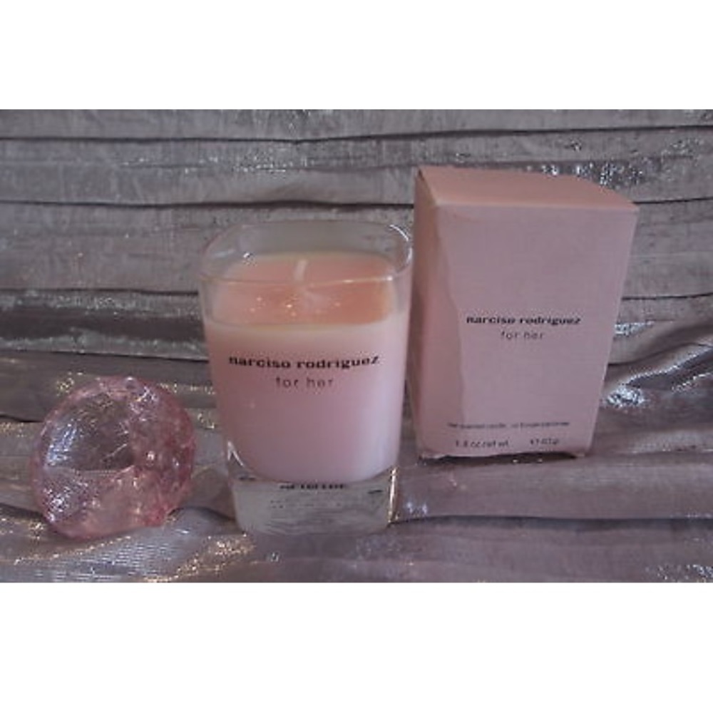 narciso rodriguez perfume, candle, and bag set