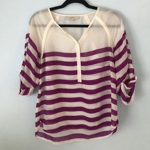 Purple and White Loft Blouse
