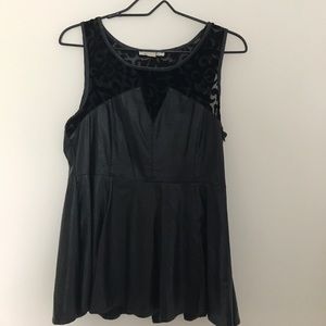Very J Black Leather Peplum Top