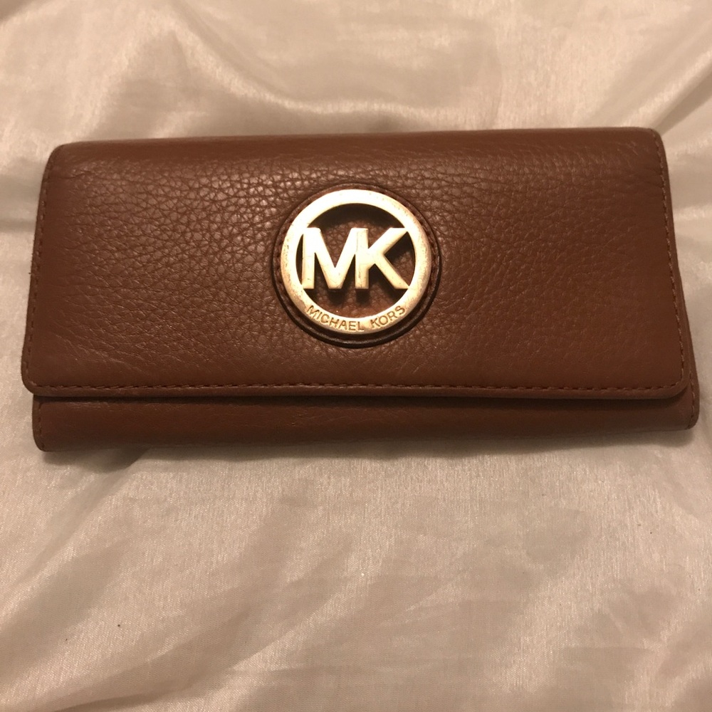 Michael Kors Soft Brown Leather Flap Wallet