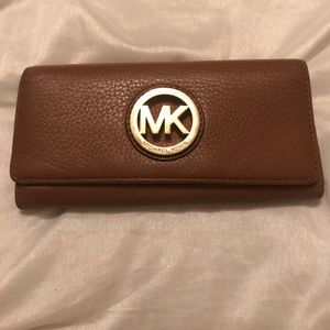 Michael Kors Soft Brown Leather Flap Wallet