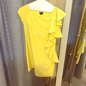 Yellow ruffle cocktail dress