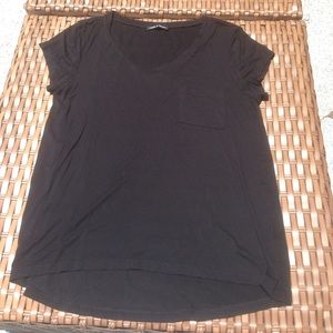 Silky Black V-neck Tee