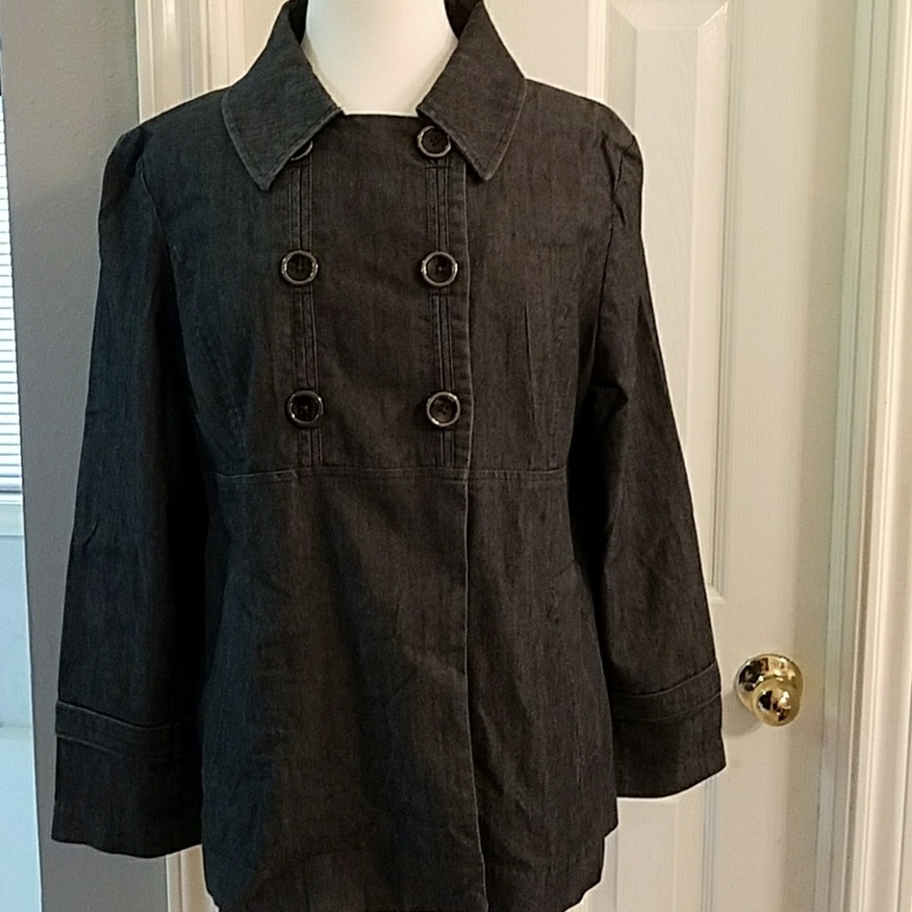 Stretchy Tailored Jean Peacoat Jacket