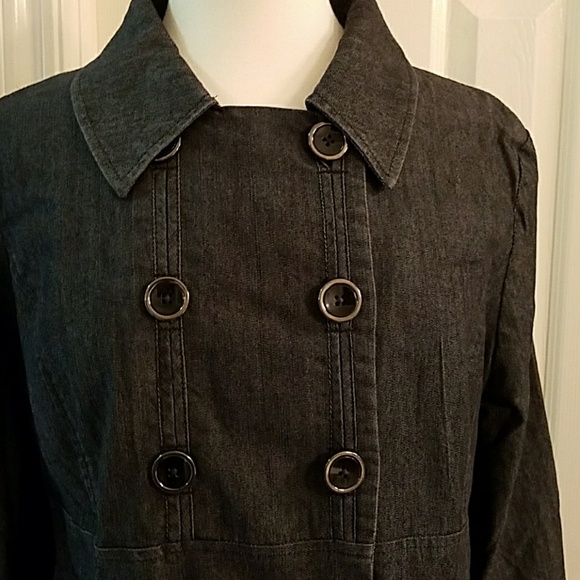 Stretchy Tailored Jean Peacoat Jacket - Picture 2 of 6