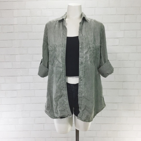 Anthropologie Tops - Cloth & Stone Acid Wash Utility Shirt Button Down