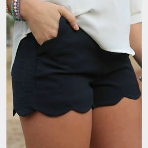 Black Express Scalloped Shorts