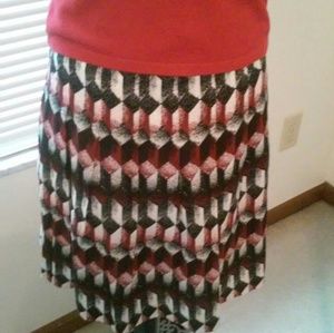 Ann Taylor Lined and Pleated Black & Red Skirt