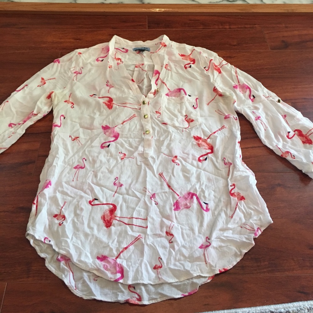 Cynthia Rowley flamingo blouse