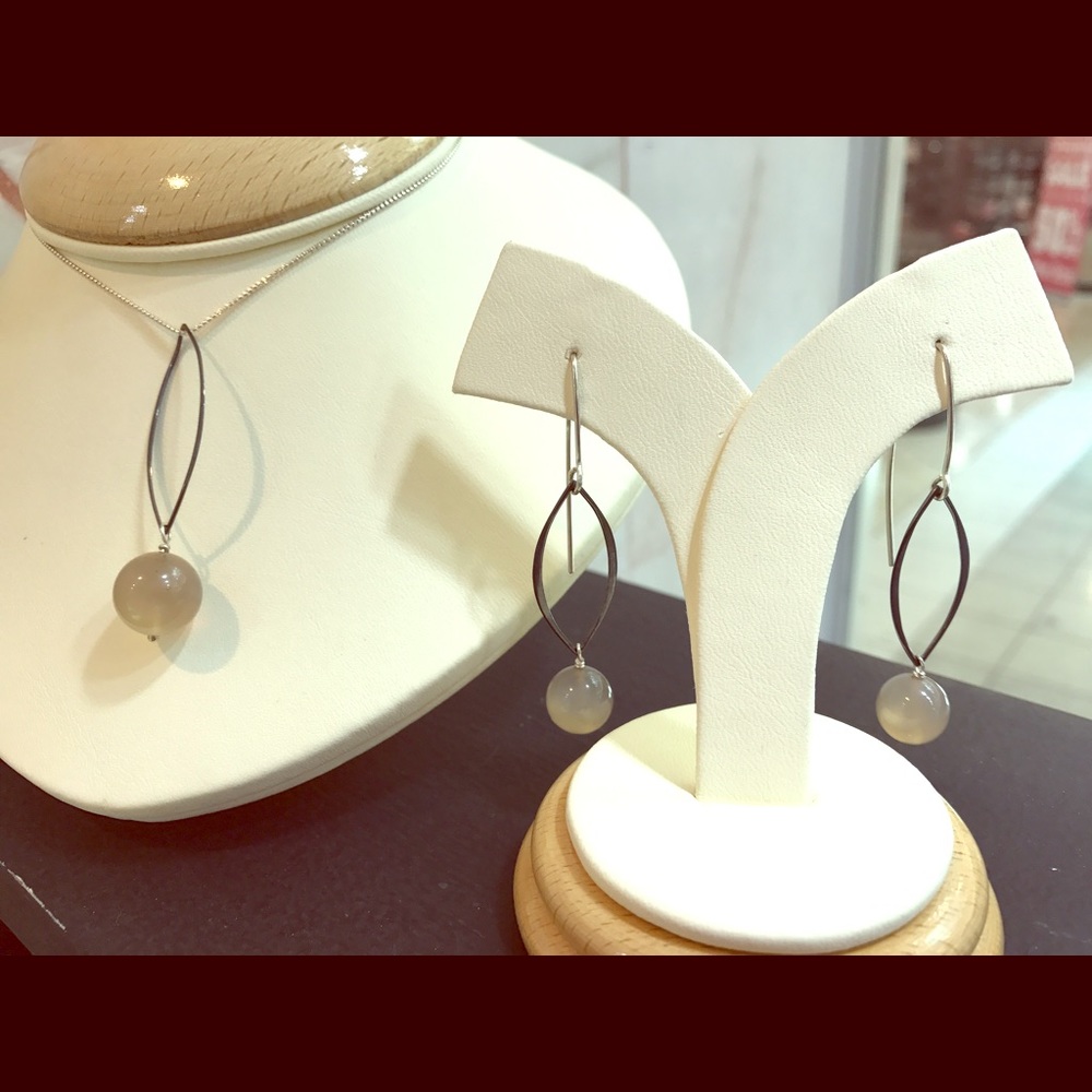 Natural Moonstone Necklace and Earrings Set