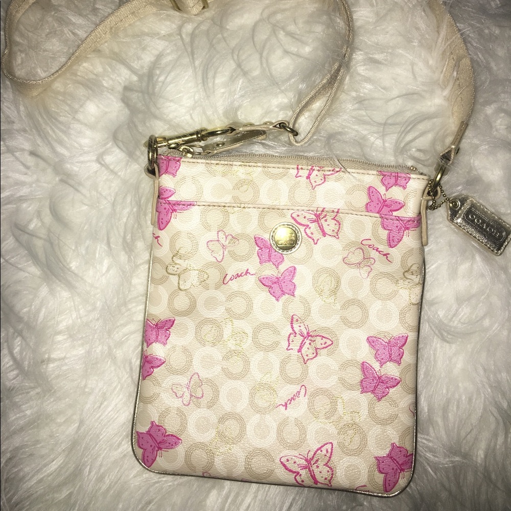Coach Leather Butterfly Pattern Crossbody Purse