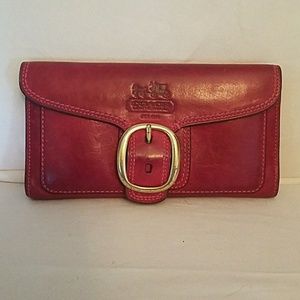 COACH Bleecker Leather Checkbook Wallet (Magenta)