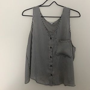 Forever 21 Open Back Black and White Striped Tank