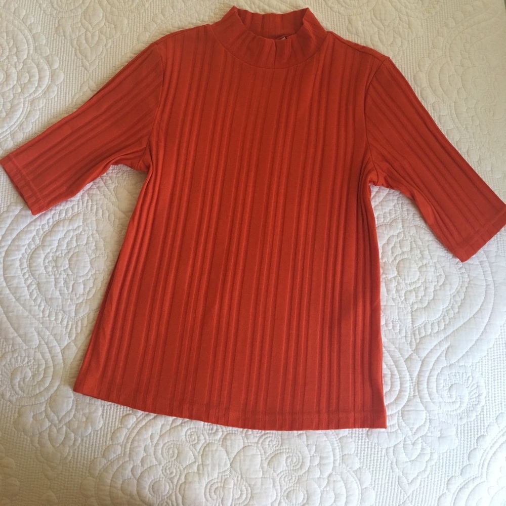 Red Mock Neck Tee