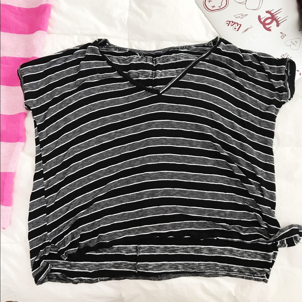 Black and white brandy Melville stripped tee