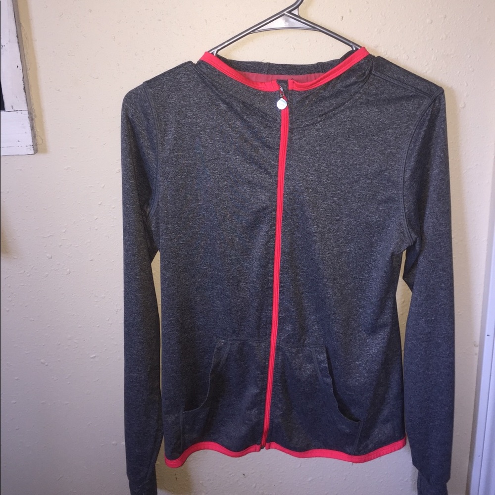 Gray sports jacket with hoodie