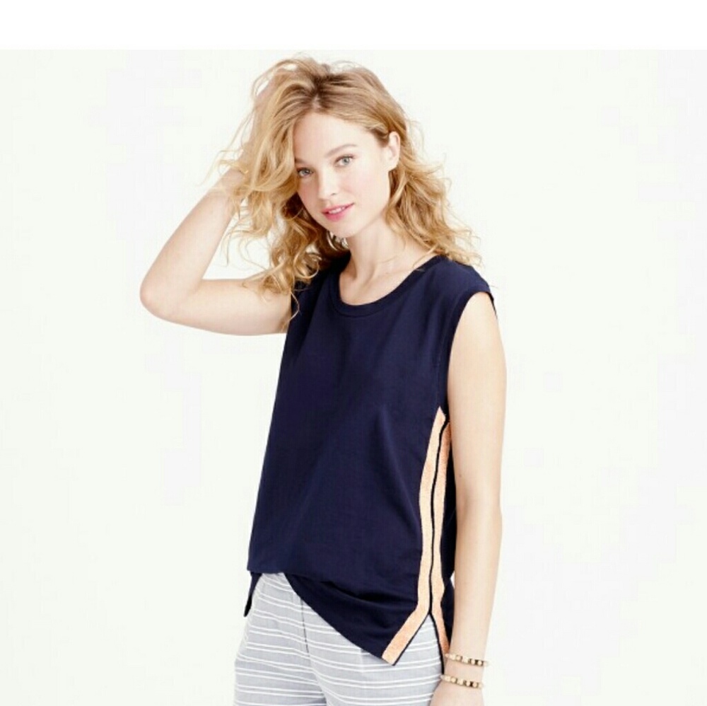 J.Crew Womens Large Metallic Side-stripe Tank Top