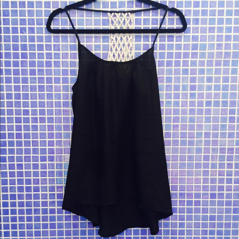 Nordstrom Flowy Sheer Tank with Crochet Back