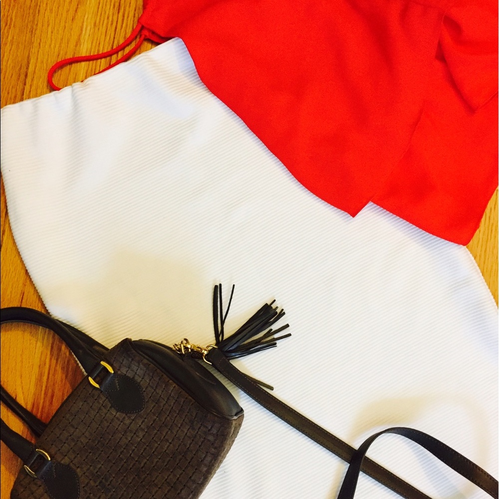 Missguided White Midi Bodycon Ribbed Skirt