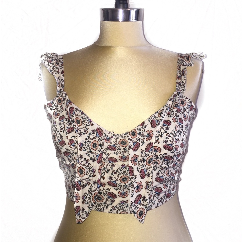 Coachella Style Ivory Floral Crop Top