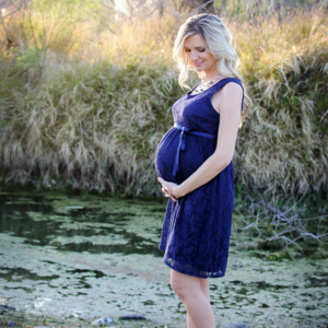 Navy blue lace maternity dress