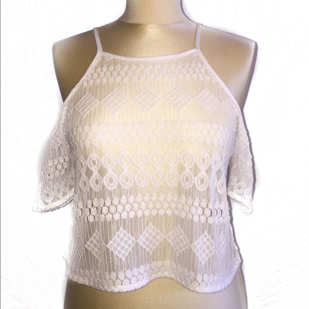 Coachella Style White Lace Woven Crop Top