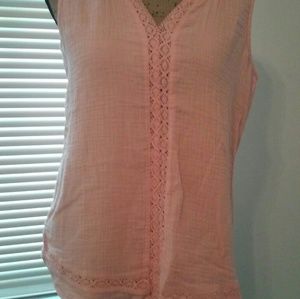 Sonoma Sleeveless Peach Top, Lace detail
