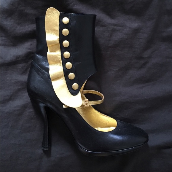 PRADA black & gold heels - size 36.5 - Picture 3 of 6