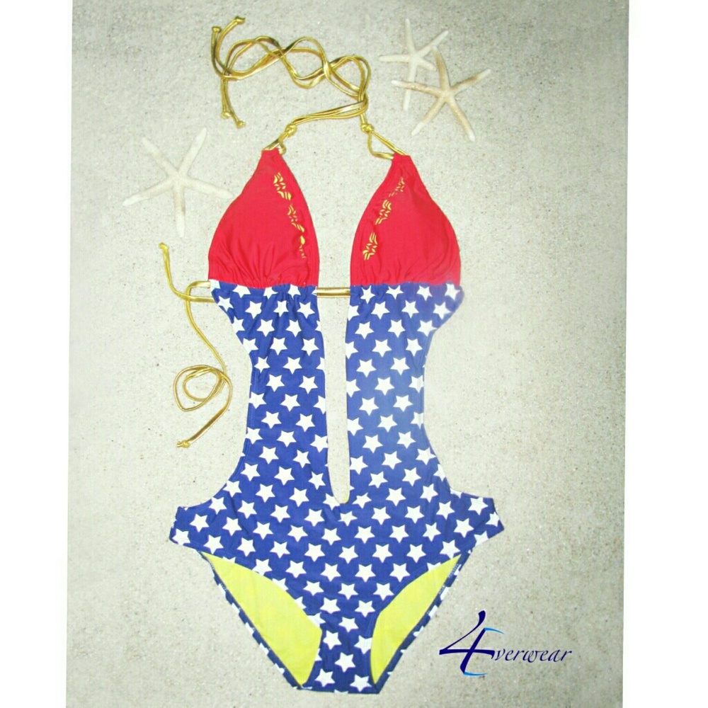 WONDER WOMAN KNOT PLUNGE MONOKINI