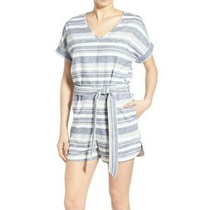 Madewell Linen Perimeter Romper in Stripe