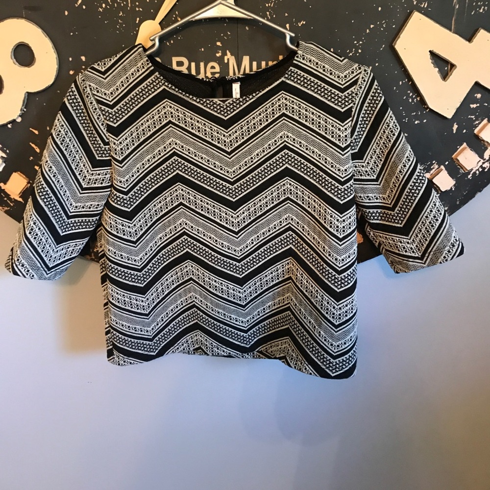 Black and white embroidered top